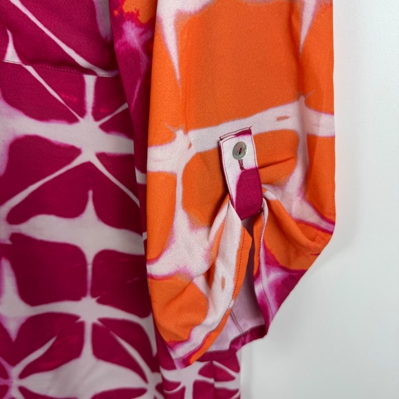 Chicos Tie Dye Abstract Blouse Size 3 XL V-Neck Colorful Vibrant Lightweight - Picture 3 of 10